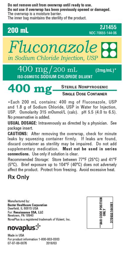 PRINCIPAL DISPLAY PANEL
NDC: <a href=/NDC/70655-144-06>70655-144-06</a>
200 mL
Fluconazole 
in Sodium Chloride Injection, USP
400 mg/ 200 mL (2 mg/mL)*
ISO-OSMOTIC SODIUM CHLORIDE DILUENT
400 mg
Rx Only

