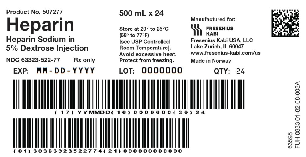 PACKAGE LABEL - PRINCIPAL DISPLAY PANEL - Heparin 500 mL Bag Shipper Label
