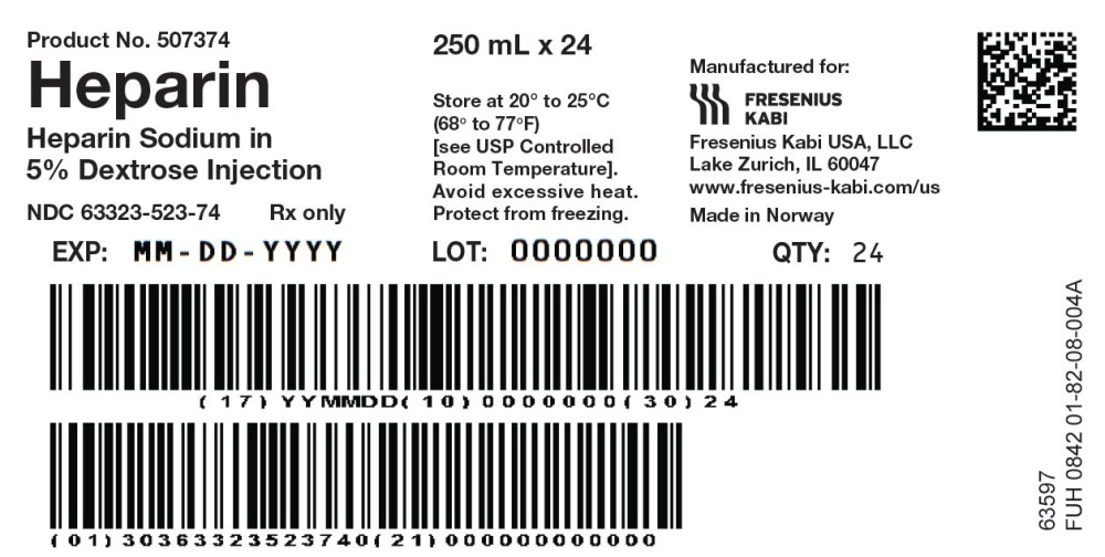 PACKAGE LABEL - PRINCIPAL DISPLAY PANEL - Heparin 250 mL Bag Shipper Label
