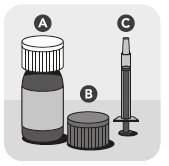 Image of bottle, cap and syringe.