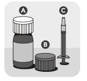 Image of bottle, cap and syringe.