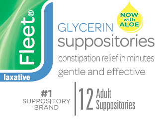 Fleet Laxative Glycerin Suppositories for Adult Constipation, 12 Count