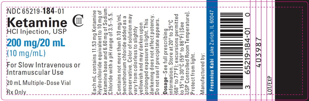 PACKAGE LABEL - PRINCIPAL DISPLAY – Ketamine HCl Injection, USP 20 mL Vial Label
