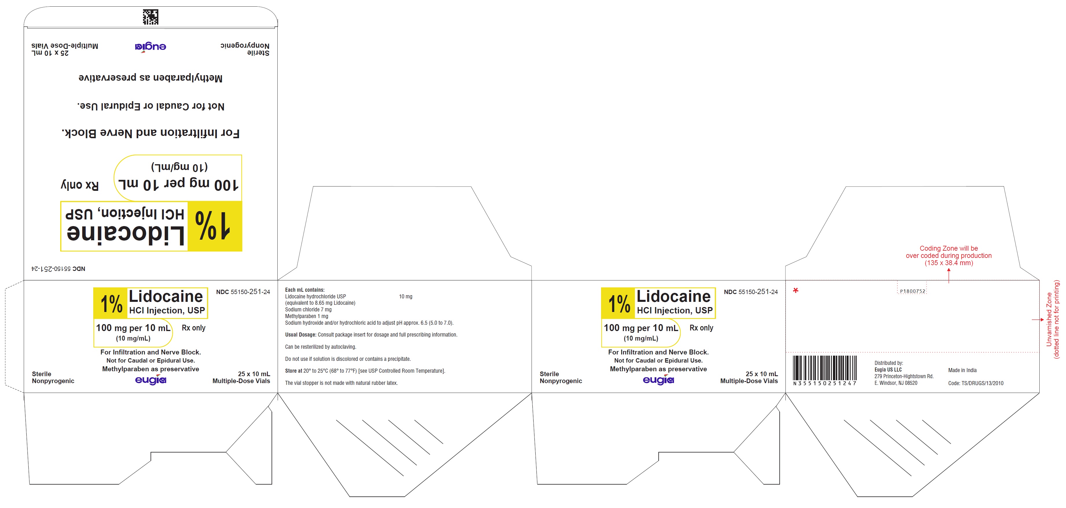 PACKAGE LABEL-PRINCIPAL DISPLAY PANEL - 1% 100 mg per 10 mL (10 mg/mL) - 10 mL Container-Carton [25 Vials]