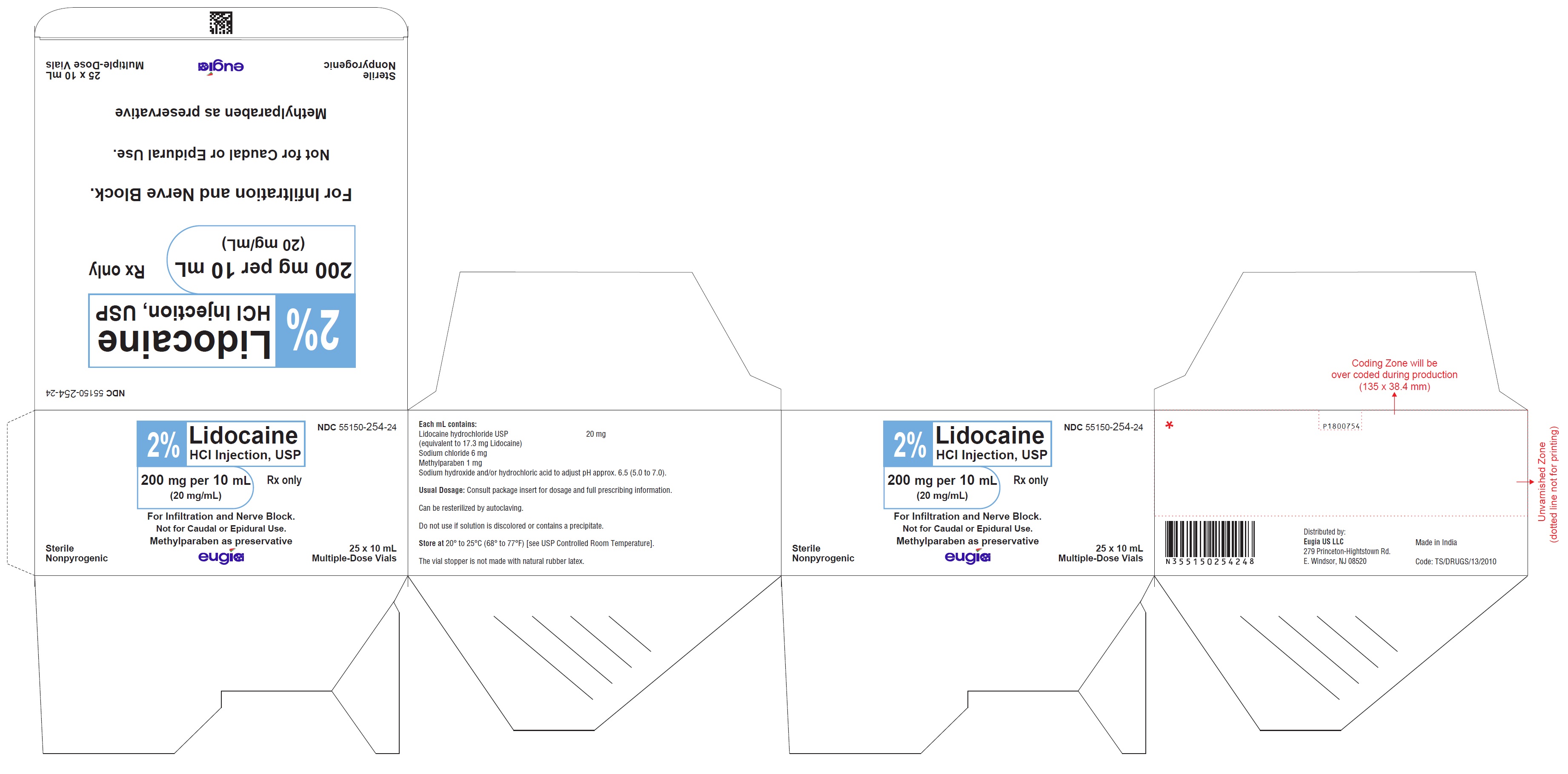 PACKAGE LABEL-PRINCIPAL DISPLAY PANEL - 2% 200 mg per 10 mL (20 mg/mL) - 10 mL Container-Carton [25 Vials]