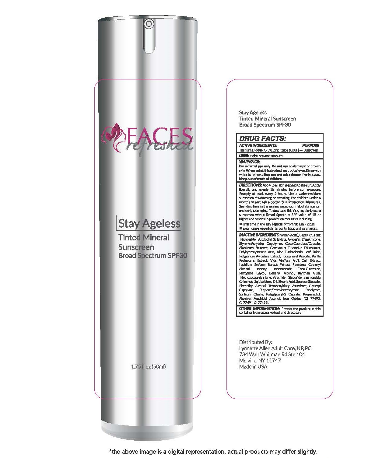 Faces Refreshed Stay Ageless Tinted Mineral Sunscreen Broad Spectrum SPF 30 1.75 fl oz (50ml)