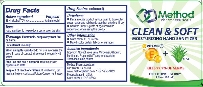 PRINCIPAL DISPLAY PANEL
Clean & Soft 
Moisturizing Hand Sanitizer
Kills 99.9% of Germs
4 fl oz (120 mL)
