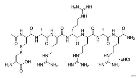 PARSABIV (etelcalcetide) is a synthetic peptide calcium sensing receptor agonist. Etelcalcetide is a white to off white powder with a molecular formula of C38H73N21O10S2xHCl (4 ≤ x ≤ 5) and a molecular weight of 1047.5 g/mol (monoisotopic; free base). It is soluble in water. The hydrochloride salt of etelcalcetide is described chemically as N acetyl D cysteinyl S (L cysteine disulfide) D alanyl D arginyl D arginyl D arginyl D alanyl D argininamide hydrochloride.