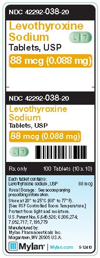 Levothyroxine Sodium 88 mcg (0.088 mg) Tablets Unit Carton Label