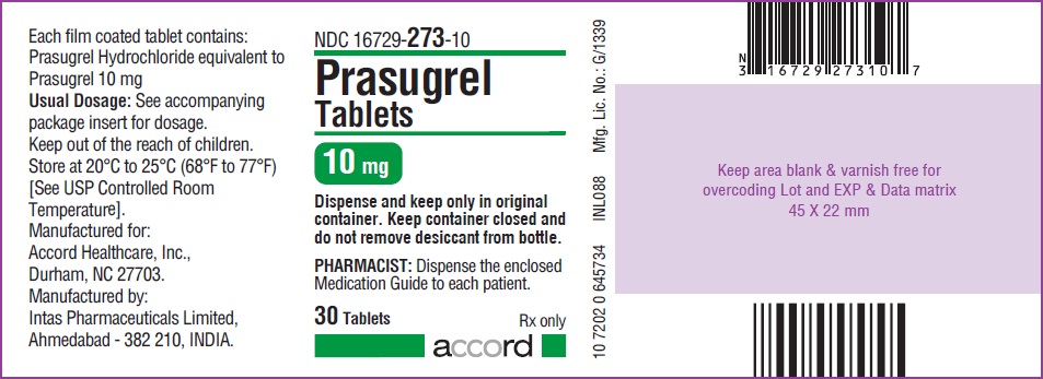 Prasugrel Tablets 10 mg 30 Tablets - Container Label
                     