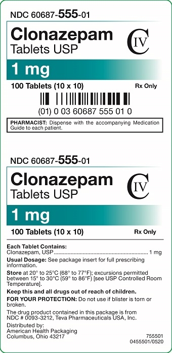 1 mg Clonazepam Tablets Carton
