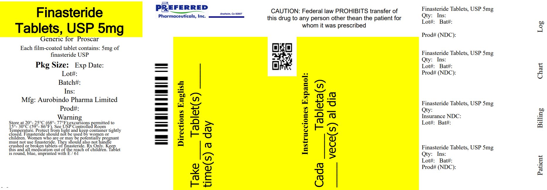 Finasteride Tablets USP 5mg 