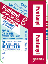 Fentanyl Citrate Injection, USP CII 100 mcg/2 mL (50 mcg/mL) (0.05 mg/mL) 2 mL Single Dose vial