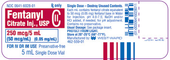 Fentanyl Citrate Injection, USP CII 250 mcg/5 mL (50 mcg/mL) (0.05 mg/mL) 5 mL Single Dose Vial