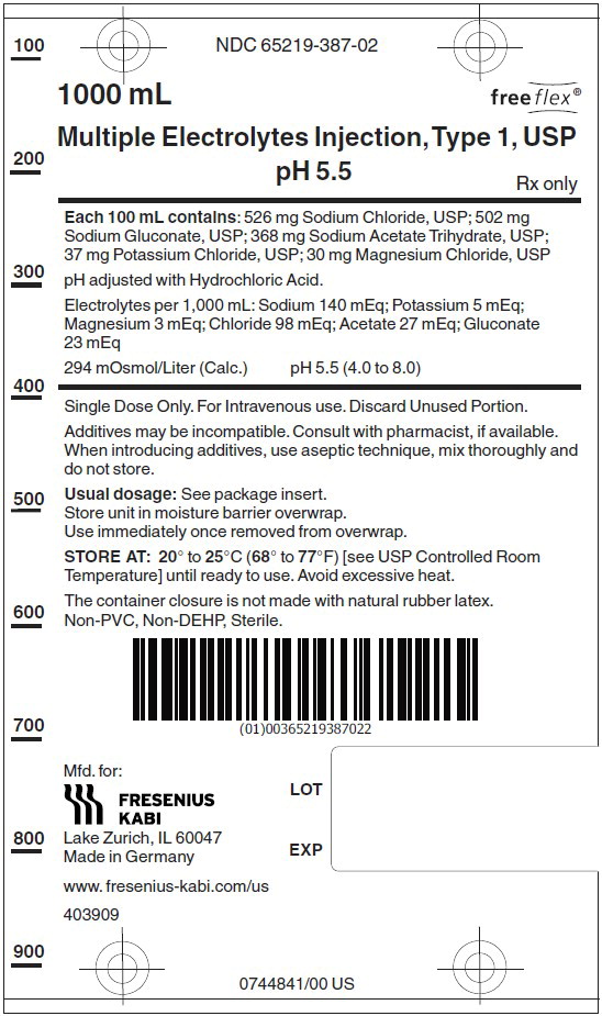 PACKAGE LABEL - PRINCIPAL DISPLAY – Multiple Electrolytes Injection, Type 1, USP pH 5.5 1000 mL Bag Label

