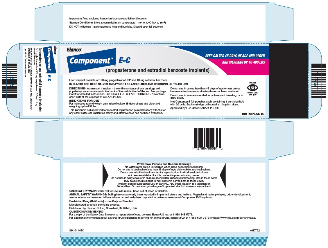 Component E-C (progesterone and estradiol benzoate implants) Carton Label