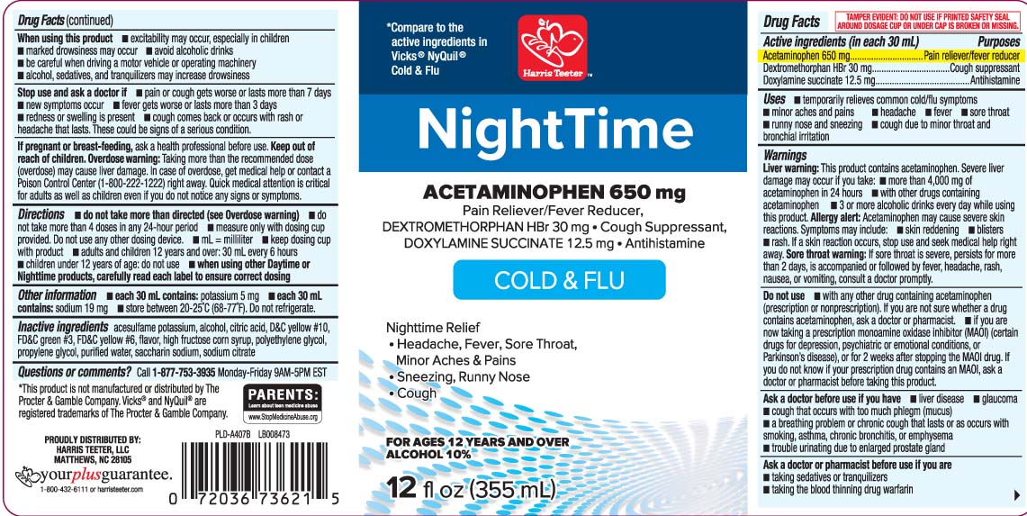 Acetaminophen 650 mg, Dextromethorphan HBr 30 mg Doxylamine succinate 12.5 mg