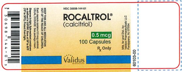 PRINCIPAL DISPLAY PANEL
NDC: <a href=/NDC/30698-144-01>30698-144-01</a>
ROCALTROL®
(calcitriol)
0.5 mcg
100 Capsules
Rx Only

