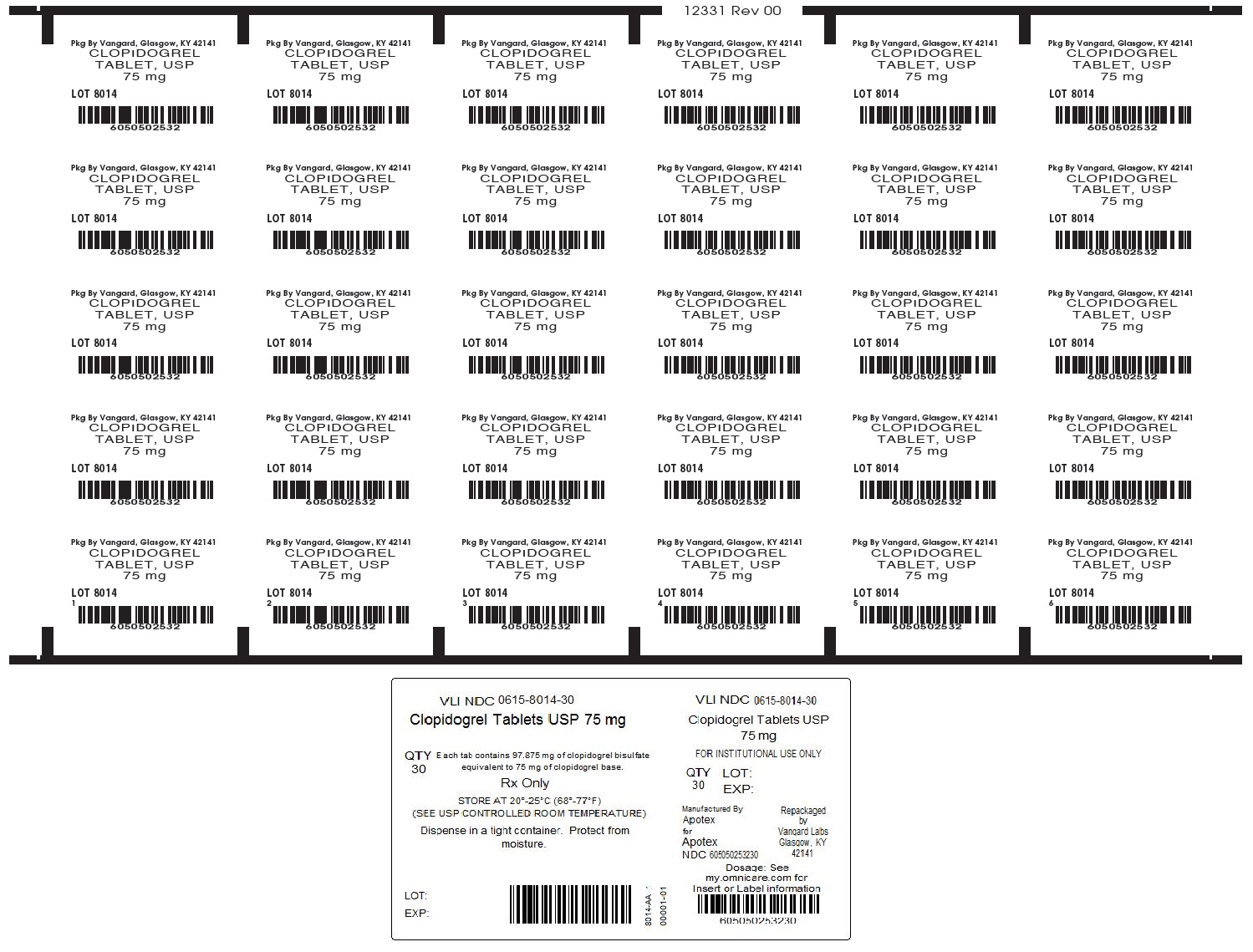Clopidogrel Tabs 75mg unit-dose label