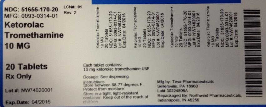 Ketorolac Tromethamine 51655-170