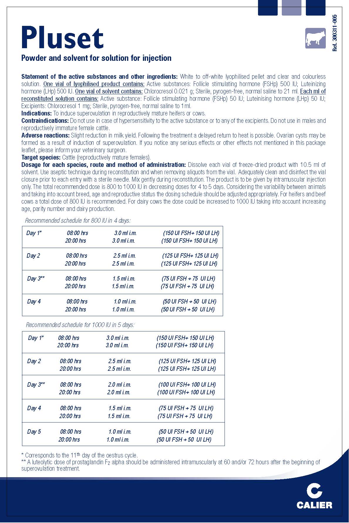 PLUSET Package Insert - Page 1