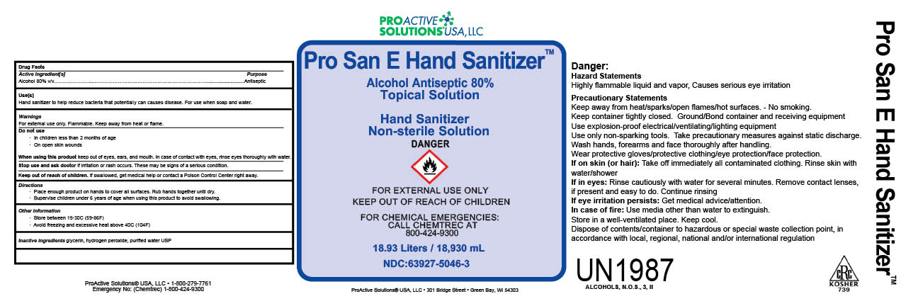 Pro San E Hand Sanitizer 5 gallon label