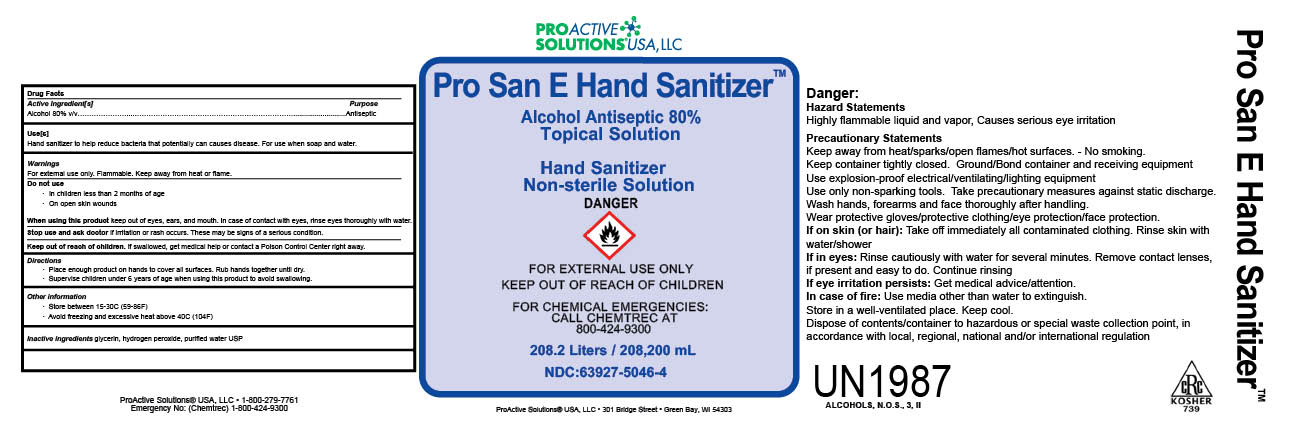 Pro San E Hand Sanitizer 55 gallon label