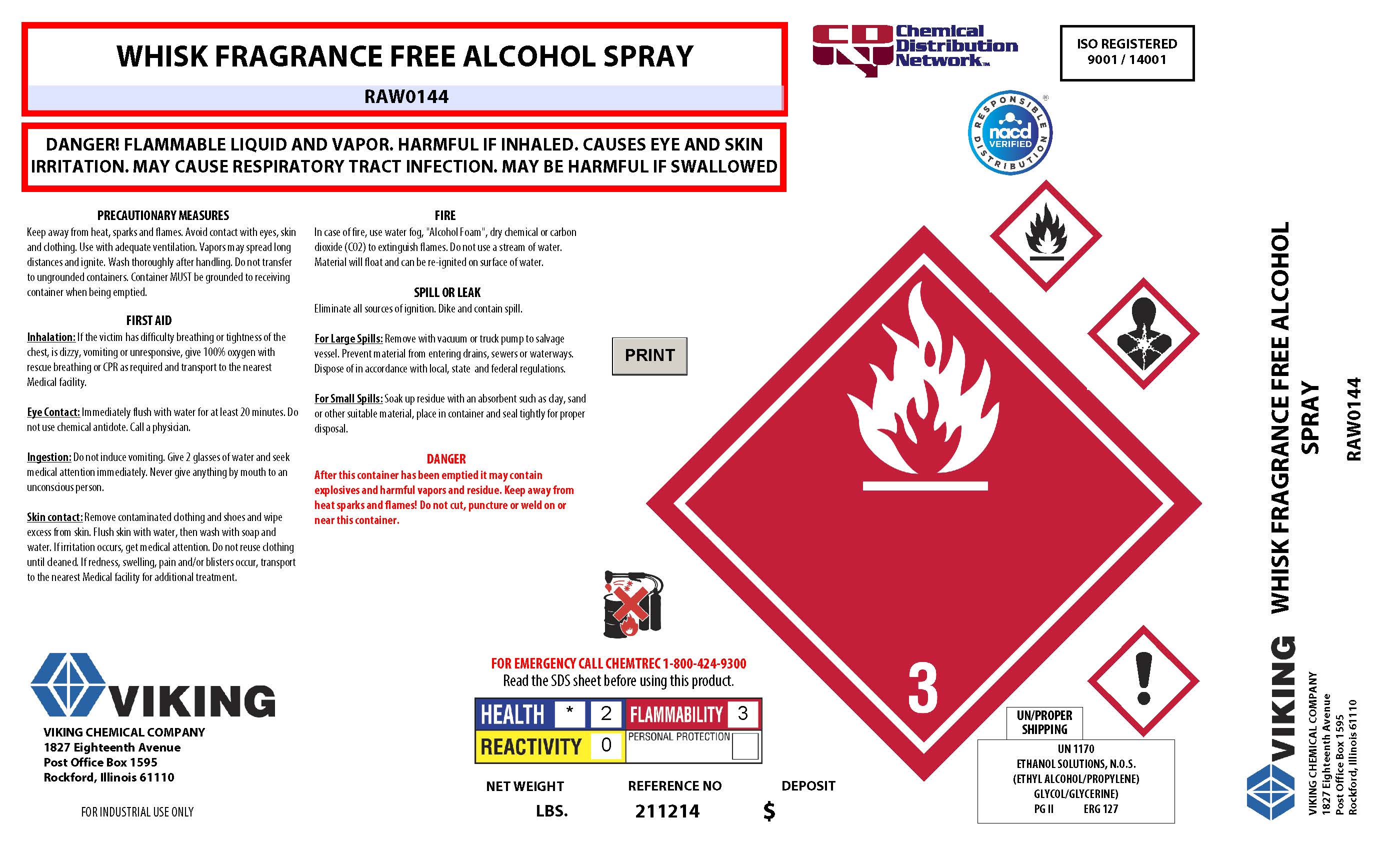 Whisk Fragrance Free Alcohol Spray