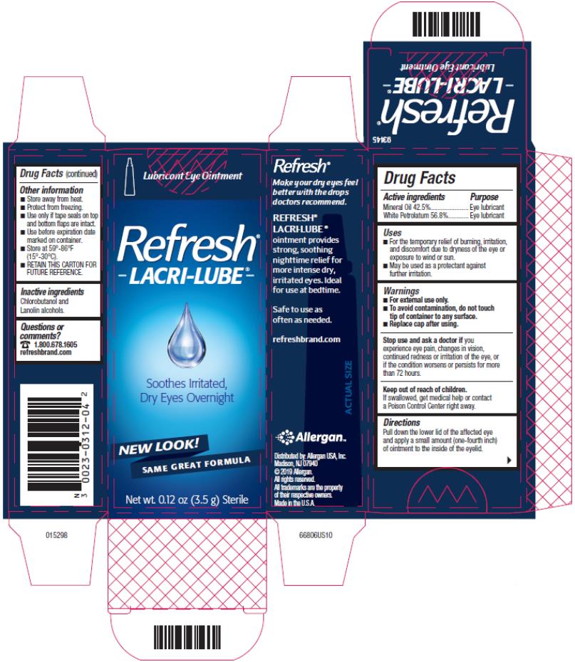 Principal Display Panel
Refresh® 
Lacri-Lube® 
Lubricant Eye Ointment
Ointment
for nighttime
dry eye relief
Net wt. 0.12 oz (3.5 g) Sterile
