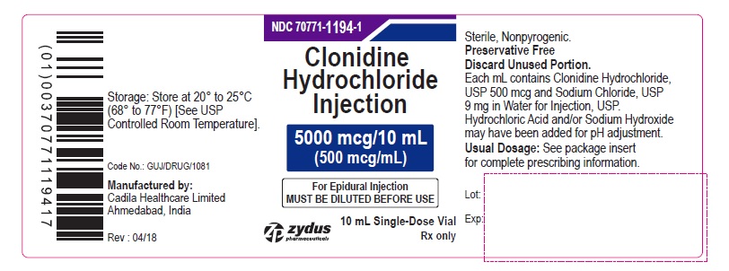 Clonidine Hydrochloride Injection 0.5 mg/mL, Vial Label