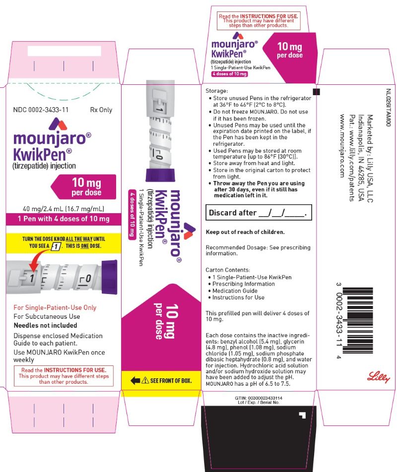 PACKAGE LABEL – MOUNJARO KwikPen – 10 mg per dose (40 mg/2.4 mL [16.7 mg/mL])

