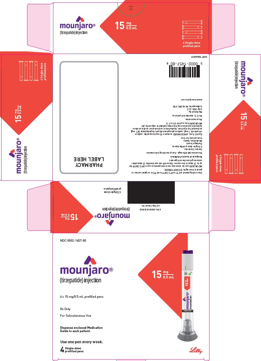 PACKAGE LABEL - Mounjaro 15 mg/0.5 mL, Carton, 4 Single-Dose Pens
