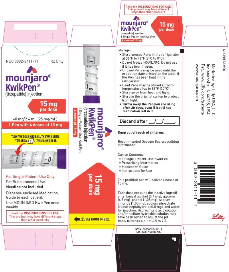 PACKAGE LABEL – MOUNJARO KwikPen – 15 mg per dose (60 mg/2.4 mL [25 mg/mL])
