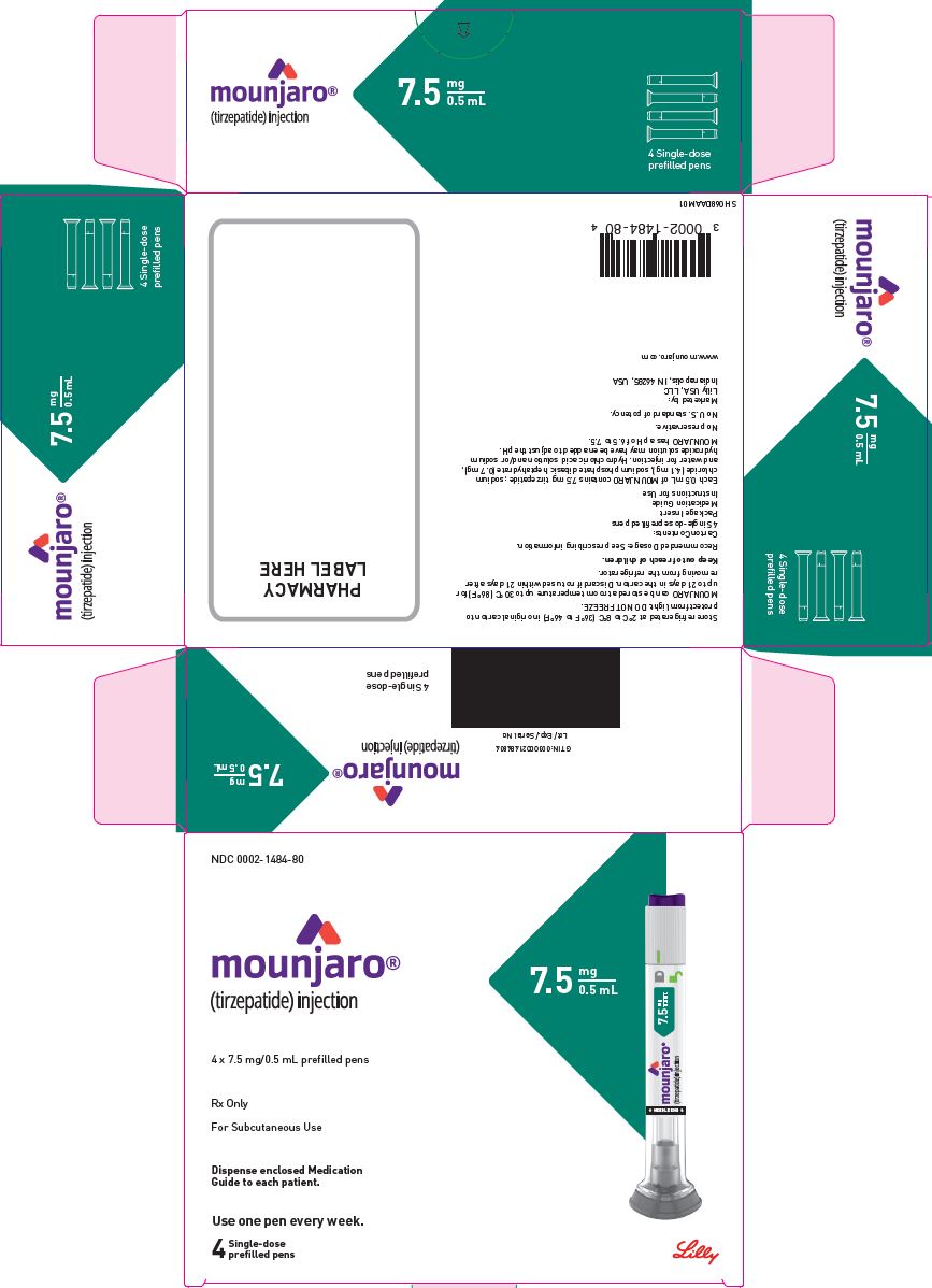 PACKAGE LABEL - Mounjaro 7.5 mg/0.5 mL, Carton, 4 Single-Dose Pens
