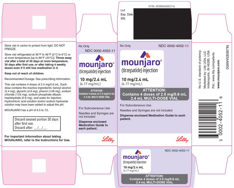 PACKAGE LABEL - Mounjaro Multi-Dose Vial - 2.5 mg/0.6 mL Dose (10 mg/2.4 mL [4.17 mg/mL])
