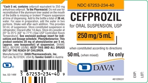 Cefprozil 250 mg 5 mL Oral Suspension Label