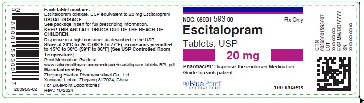 Bottle Label Escitalopram Tablets 20mg 100s Rev 102024