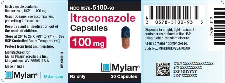 Itraconazole Capsules, USP 100 mg Bottle Label