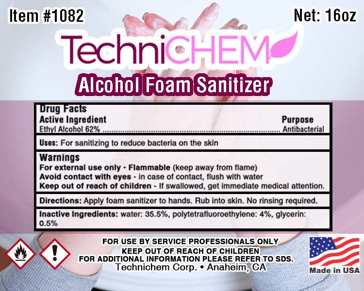 1082 technichem alcohol foam sanitizer 16oz