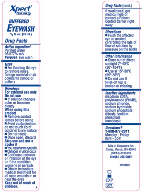 Xpect First aid Buffered Eyewash label