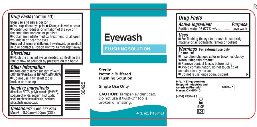 Eyewash Flushing Solution label