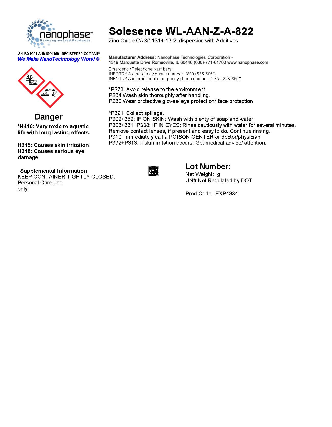 WLAANZA822 zinc oxide stick