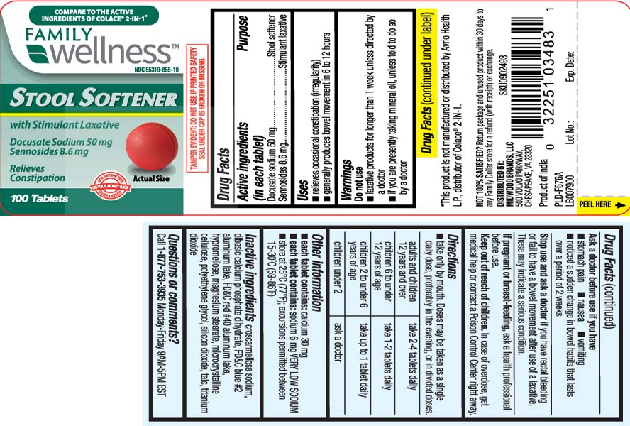 Docusate Sodium 50 mg, Sennosides8.6 mg