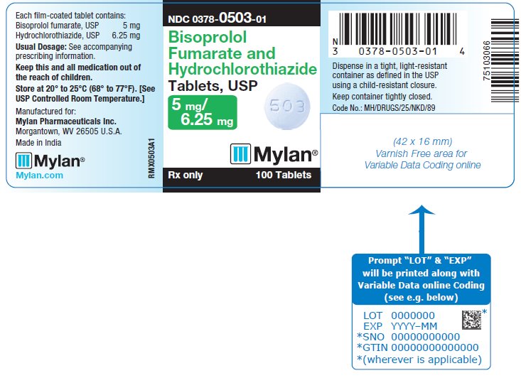 Bisoprolol Fumarate and Hydrochlorothiazide Tablets 5 mg/6.25 mg Bottle Label