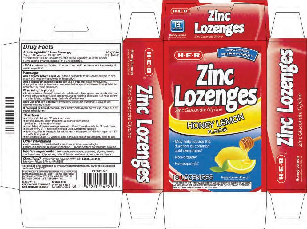 HEB Honey Lemon Zinc18ct Lozenges
