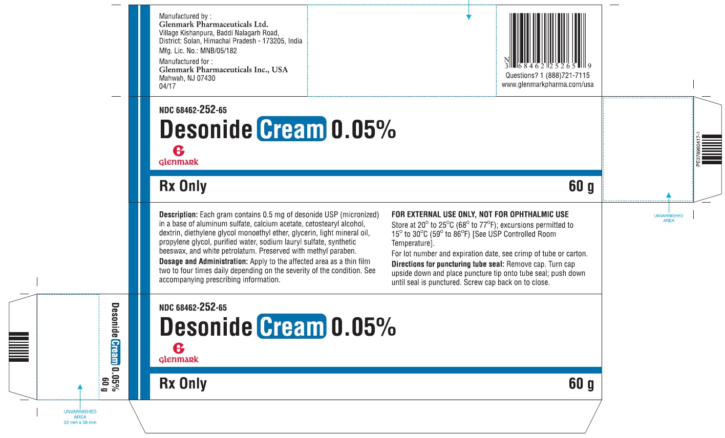 Desonide Cream 0.05% 60 g Carton