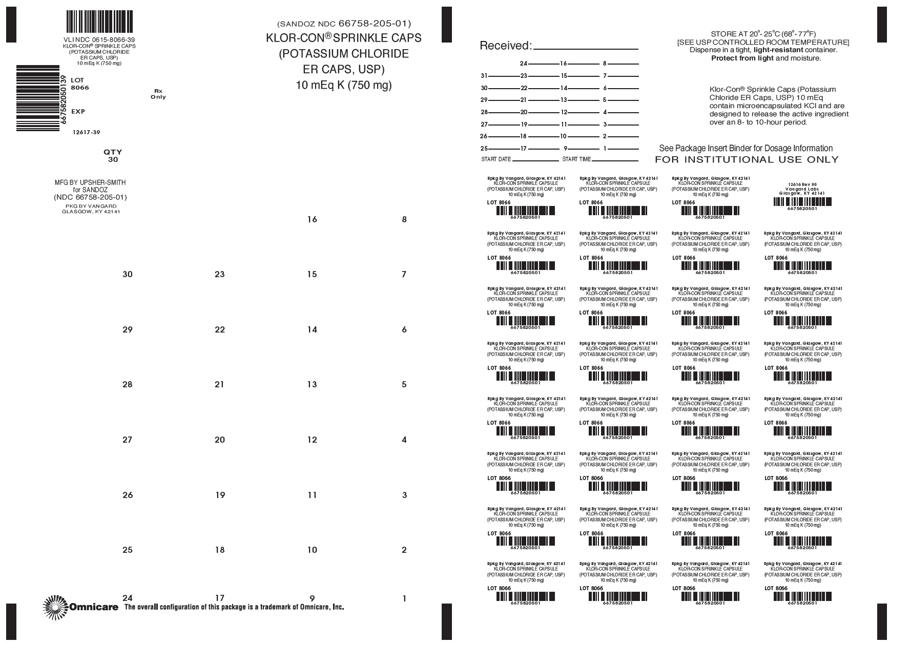 Klor-Com Sprinkle Cap 10mEq bingo card label