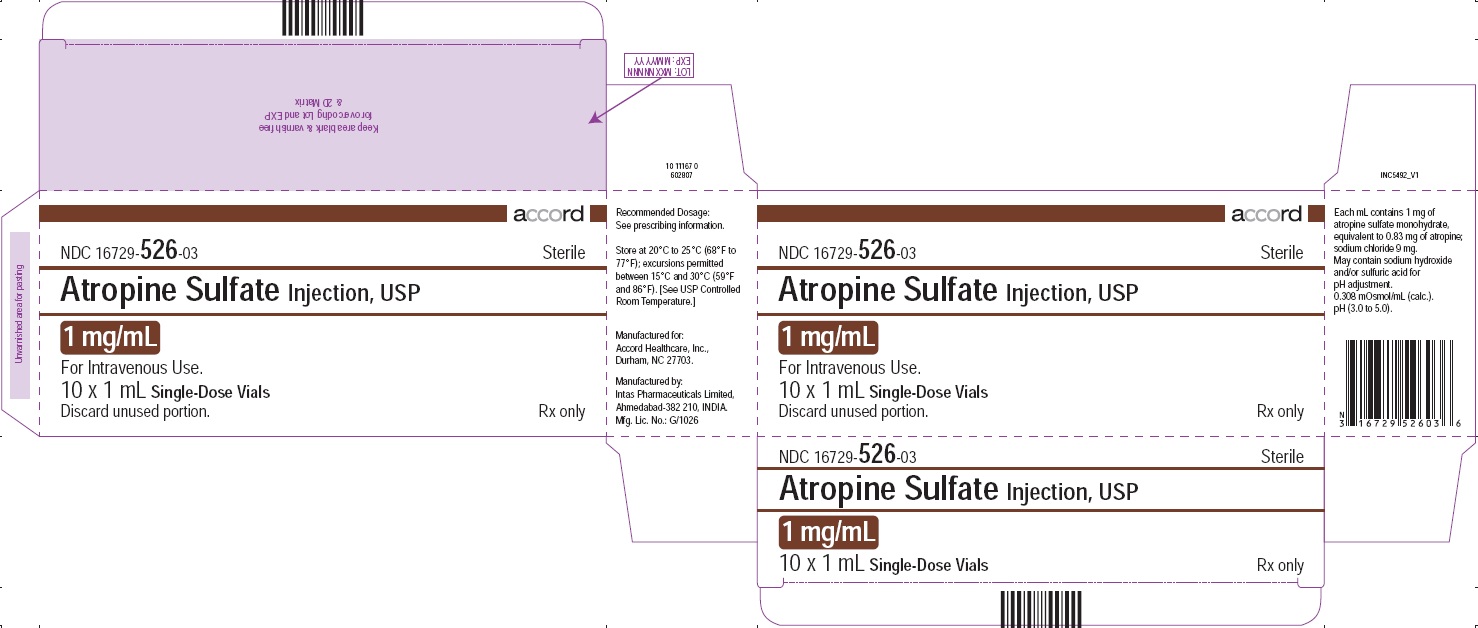 PRINCIPAL DISPLAY PANEL - Atropine Sulfate Injection, USP 1 mg/mL 10 Vials Carton