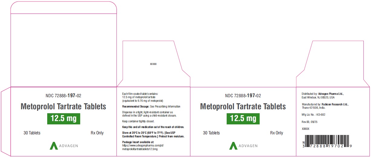 Metoprolol Tartrate Tablets, USP 12.5 mg 30s Carton Label