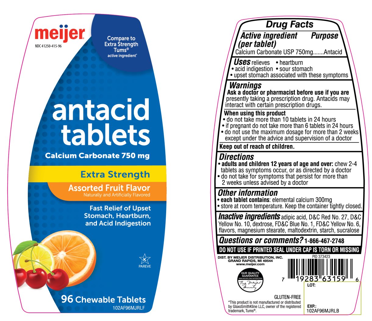 meijer antacid tablets extra strength assorted fruit